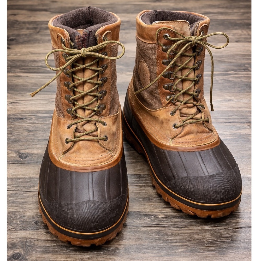 LaCrosse Made in USA Duck Boots Men's 9 Brown‎ Leather Insulated Winter Hunting